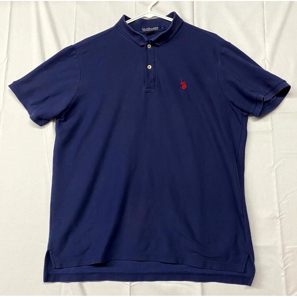 U.S. Polo Assn. Performance Pique Polo Shirt Mens Large Navy Blue Golf Tennis